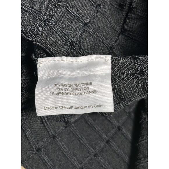 Tory Burch Thea Ribbed Knit Dress Womens Size M Black Long Sleeve Square Neck - Picture 4 of 7